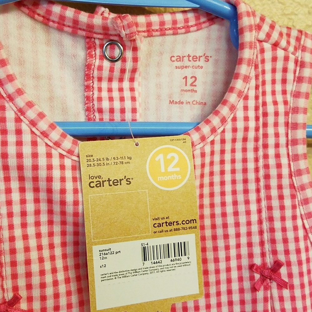 NWT Carters Girls checkered Romper with floral Des - Picture 5 of 7